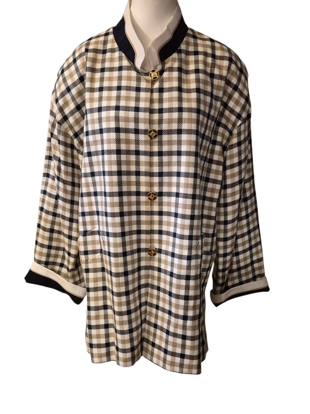 Vintage NWT Classic Plaid Women's Coatigan in Black & Cream